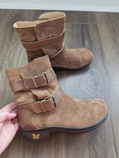 Alegria By PG Lite Suede Leather Ankle Boots Buckle Women's 36 EU 5.5 Non Slip