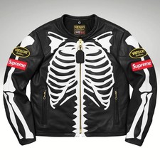 Premium Supreme x Vanson Leathers Skeleton Biker Jacket – Black Genuine Leather