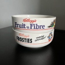 Kellogs 1987 Vintage Cereal Bowls Pair Frosties & Fruit N Fibre