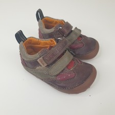 Clarks Tangled First Shoes Baby Boy UK 4D Brown Strap Leather Walking