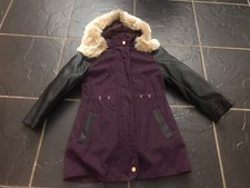 Girls Ted Baker Plum & Black Sleeved Parka With Detachable Liner. Worn Once 6Yrs
