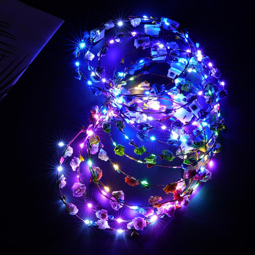 Led flower headband 12pcs - led, headband,