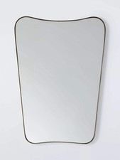 John Lewis Curved Metal Frame Mid Century Wall Mirror, 70 x 50cm, Antique Brass
