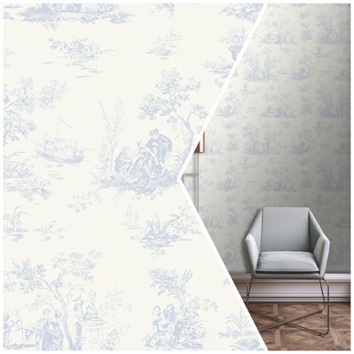 Pale blue toile - blue, jouy