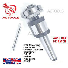 Mini Lathe Chuck 2MT Revolving Center MT2 Shank Self Centering 4 Jaw 65mm 2-1/2"