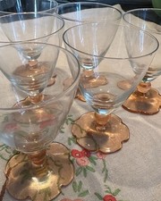 Set of 6 Art Deco Peach Flower