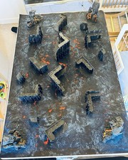 Fully Painted Volcanic Terrain Set Hills & Buildings + G-Mat Hell On Earth 6'x4'