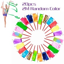 20Pcs 2M Gym Dance Ribbon Rhythmic Art Gymnastic Streamer Baton Twirling CS UK