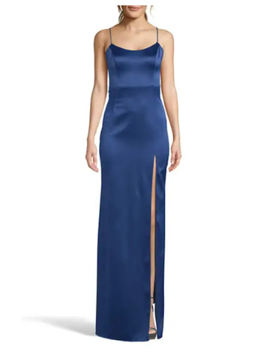 Long xscape dark blue satin - long,