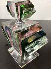 Vintage Very Large Art Deco ‘Fan Top’ Style Crystal Amber Perfume Bottle