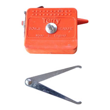 Terrys Bowls Measure Metal Tape Red with Callipers Made in England