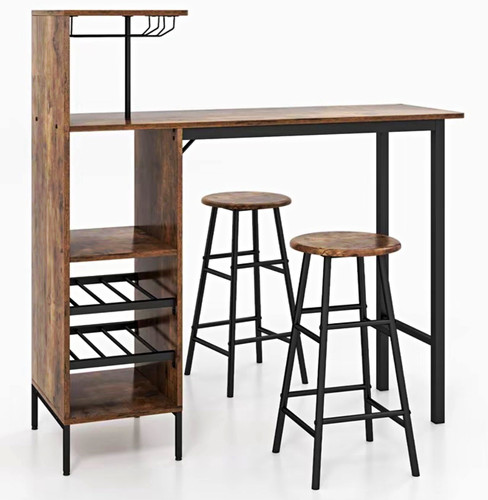 Piece bar table set rustic - 3,