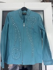 Bob Mackie Women's Wearable Art Turquoise Silver Embroidered Jacket Size XS New