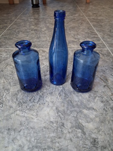 Cobalt glass bottles - 3x,