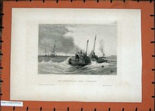 Original old antique print - old,