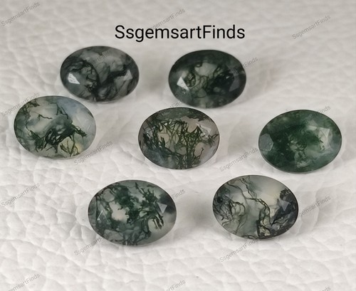 Natural moss agate oval - natural,