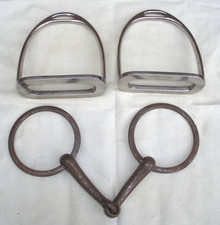 Vintage Stirrups (1pr) & a Horse Bit