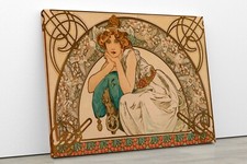 Alphonse Mucha Framed Canvas Wall Art Print Picture Cherry Blossom Nouveau Decor