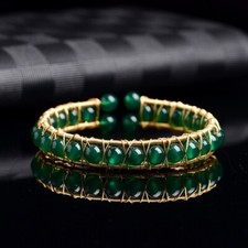 Green Natural Jade Bead Bangle