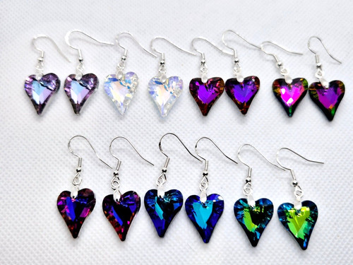 Crystal heart earrings 925 - heart,