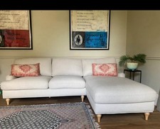 Sofa , Light Coloured , Hessian Right Hand Chaise. 