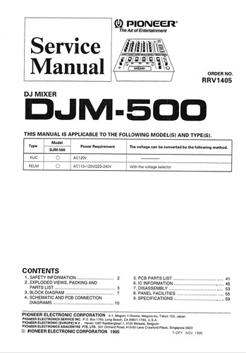 Pioneer djm500 service - djm500,