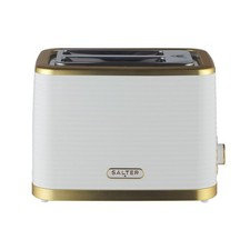 Salter Wide-Slot 2 Slice Toaster Palermo Defrost/Reheat/Cancel 930W White Gold