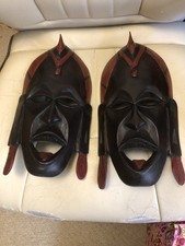 African Tribal Carved Wooden Masks 