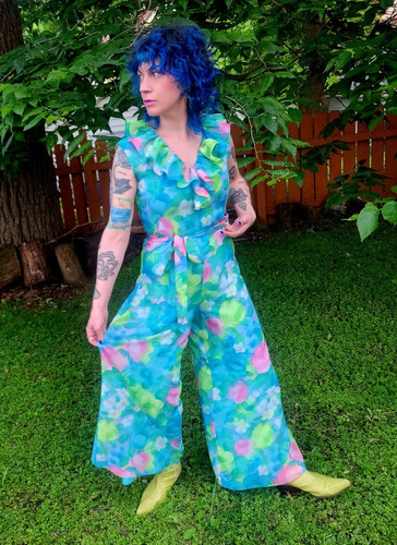 1960s floral jumpsuit - jumpsuit, vintage