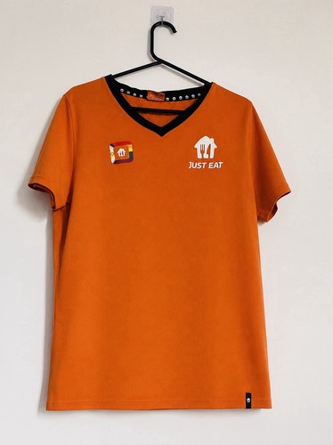 Just eat orange neck shirt - v-neck, t-shirt