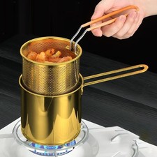 Home Small Deep Fryer Pot Chip Pan with Basket Cooking Tools Kitchen Frying Pan