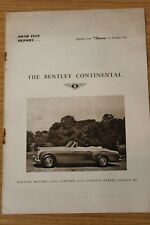 Bentley S Continental Park Ward DHC Factory Road Test From Autocar 1956