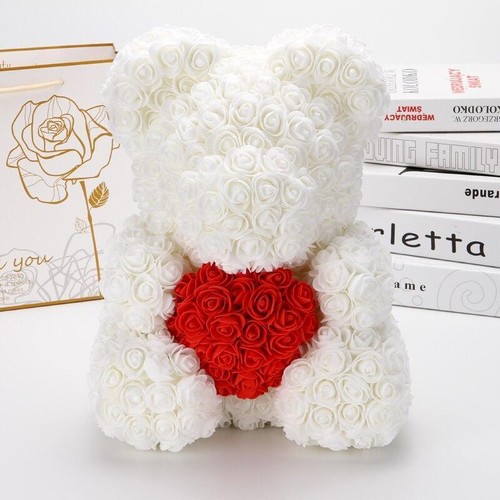 White rose bear with heart - bear,