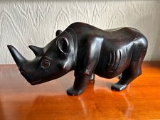 Wooden Rhino Heavy Sculpture