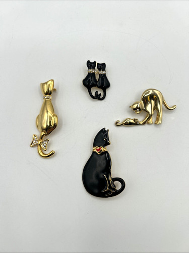 Vtg cat brooch pin - cat, lot/4