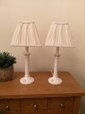 2 Laura Ashley Bedside Lamps - Ivory Ceramic With Silk Shades
