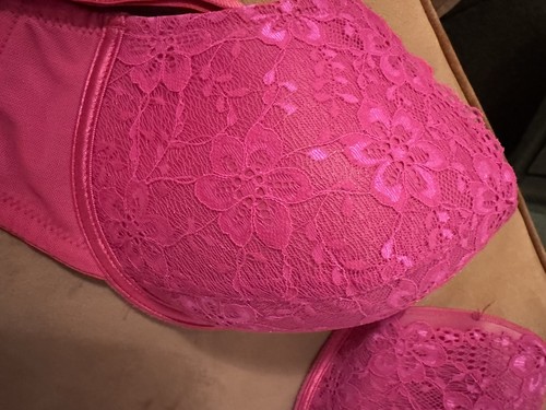 Pink lace bra 36f - pink, worn