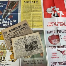 REPLICA Wartime 1940s’ Posters x 6 / Papers X 2 ~ VE Day 80th Event Set A