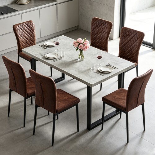 Dining table and chairs - table, 4/6