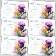 Scottish Thistle Wedding Anniversary Invitations 25,30,40,50,60th invites pack