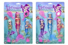 3 Mermaid Princess Dolls Set