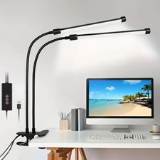 USB Clip On LED Desk Lamp Dual
