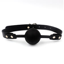 Black 42mm Soft Rubber Faux Leather Silicon Bondage Ball Gag 