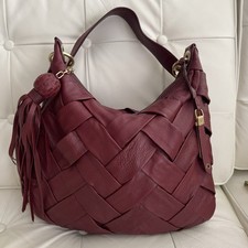 Cole Haan Burgundy Leather intrecciato Shoulder Bag