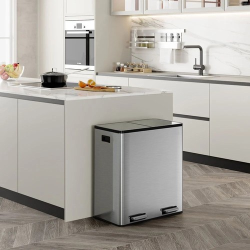 Stainless steel double bin - stainless,
