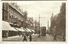 Yorkshire, Hull, King Edward Street Real Photo Postcard. 1928.Tram,Tricycle,Cars