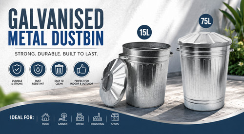 Galvanised metal dustbin - |,