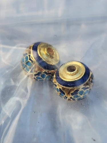 Pair blue gold cloisonné - pair,