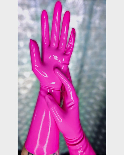 Neon pink latex - latex, gloves