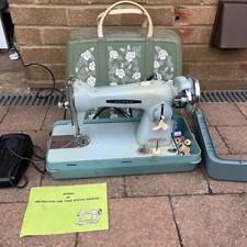 Vintage Jones Sew-Tric Sewing Machine Baby Blue + Case Faulty-Read Description